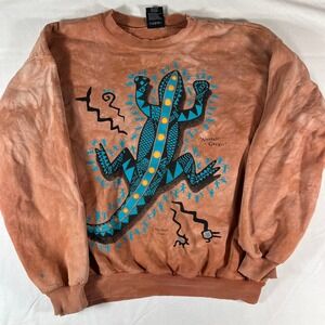 Dagoli Anasazi Gecko Sweatshirt Mens Large Orange Fair Vintage 90s Graphic
